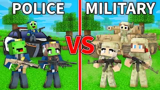 Mikey Family POLICE vs JJ Family MILITARY Survival Battle in Minecraft (Maizen)