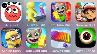 Subway Surf,Aquapark.io,Hide Ball,Going Balls,Giant Rush,Tom Time Rush,Alien Blob io,Number Master