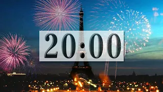 【 20 Minutes 】🎆 Fireworks In Paris 🎆 Beautiful Piano Music + Distant Fireworks + Countdown Timer