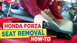 Honda Forza 300 (NSS300) Seat Removal & Battery Access - Part 1