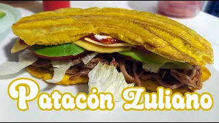 PATACON ZULIANO - PATACON CON CARNE MECHADA VENEZOLANO- sandwich de platano verde