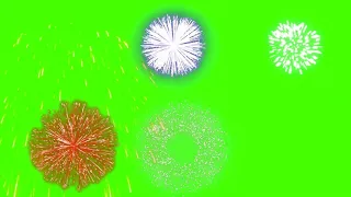 Fireworks green screen effect. Chroma key salyut.