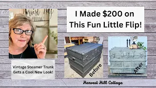 How I painted a steamer trunk and made $200 profit - Fusion Paint, Glazing Technique, Decoupage