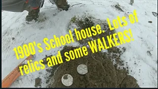 Walkers and relics at 1910 school house.  Metal detecting Ohio. Equinox 800 and Simplex