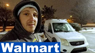 FREEZING Winter Stealth Camping at Walmart