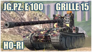 Grille 15, JagdPz E100 & Ho-Ri Type III • WoT Blitz Gameplay