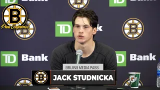 Jack Studnicka Says He Is "Satisfied With Majority Of My Hockey" | Bruins Postgame Interview 10-2