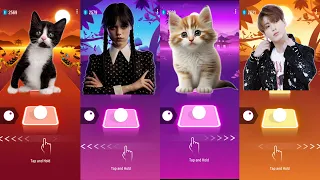 Cute Cat vs Wednesday Lady Gaga Bloody Mary vs Bts GROUP vs Bts Dynamite Cute Cat Tiles Hop EDM Rush