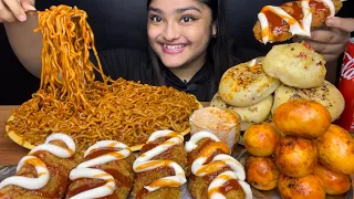 SAMYANG KIMCHI FIRE NOODLES🔥 CHEESY PIZZA BOMB 💣CHEESY CORN DOGS AND BOILED FRIED EGGS|EATING SHOW
