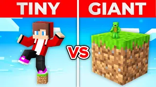 JJ And Mikey TINY vs GIANT One Block SURVIVAL BATTLE in Minecraft Maizen