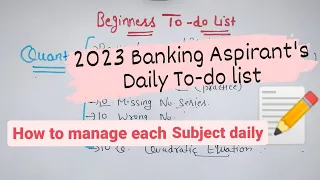Daily to do list for 2023 bank aspirants. Beginners to do list. #todolist #strategy #bankingaspirant