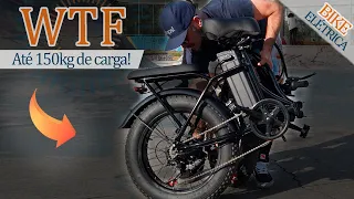 BIKE ELÉTRICA com ARO 20 e DOBRÁVEL. Com capacidade de 150Kg de carga, pneus FAT e 40km de autonomia