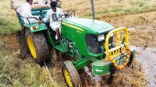 John Deere 5045 D full loaded tractor stuck in mud | tractor videos| VSK Veeresh|