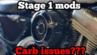 Sportster Stage 1 mods and carb issues.