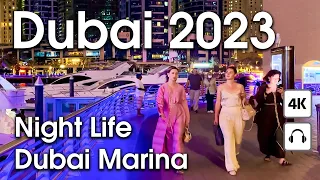 Dubai 🇦🇪 Amazing Dubai Marina, Night Life [ 4K ] Walking Tour Compilation