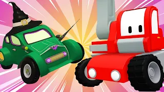 Tiny Trucks - Witch House - Kids Animation with Street Vehicles Bulldozer, Excavator & Crane