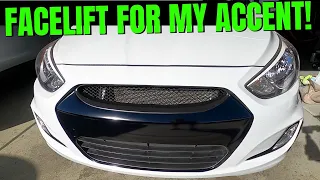 HOW TO INSTALL AFTERMARKET FRONT GRILL ON '12-17 HYUNDAI ACCENT| my Accent finally gets a face lift!