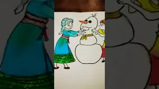 Frozen Elsa and Anna and snow man #drawing #shorts