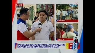 #Eleksyon2019: Balota ng isang botante, ayaw basahin ng vcm dahil may thumbmark daw