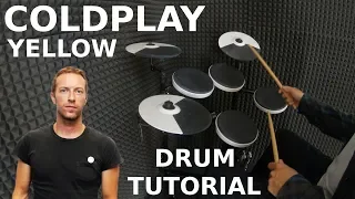 Coldplay-Yellow DRUM TUTORIAL🥁4/4 time signature🥁