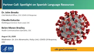 CDC COVID-19 Partner Call: Spotlight on Spanish Language Resources