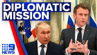 French President meets with Vladimir Putin over Ukraine stand-off | 9 News Australia