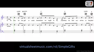 Simple Gifts Sheet Music & Lyrics - Play Along - Thanksgiving Music