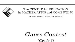 Gauss Contest Maths Tips, Solutions and Advice