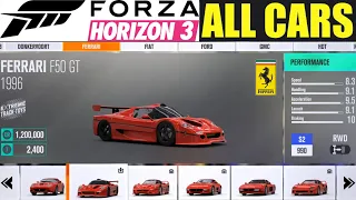 FORZA HORIZON 3 - ALL CARS LIST 2020 + ALL DLC!