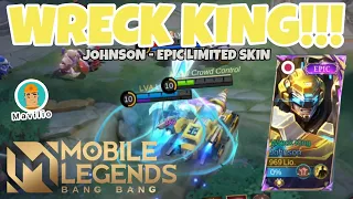 BULDOZER HIT!!! Review Epic Revamp Limited Skin Johnson - Wreck King Mobile Legends Gameplay