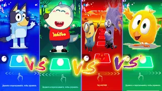 👀Bluey  🆚  Wolfoo Family  🆚  Minions  🆚  Where's Chicky  |Tiles Hop EDM Rush