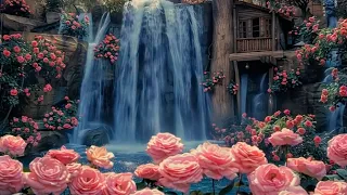 Relaxing Piano Music 🎹 🎵 With A Dreamy Romantic Waterfall View | Background Video, Nature, Piano