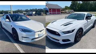 Tesla PLAID vs Mustang GT