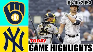 New York Yankees vs Milwaukee Brewers HIGHLIGHTS  [TODAY] September 10, 2023