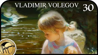 Painting of girl: Goldilocks at Pond, oil on canvas. Vladimir Volegov