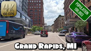 Driving Around Downtown Grand Rapids, Michigan in 4k Video