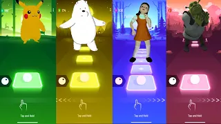 Pikachu vs Polar Bear vs Green light Red light vs Shrek - Tiles Hop EDM Rush