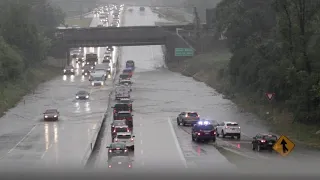 Cars Travel through Flood Water on Route 12 Highway - Reading, PA