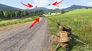 Near the village Javelin destroyed the Russian column and 2 helicopters - ARMA 3