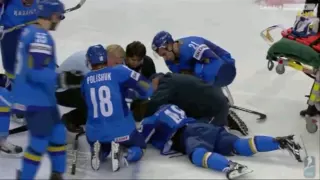IIHF 2012 France-Kazakstan | Treille Destroy Roman Starchenko