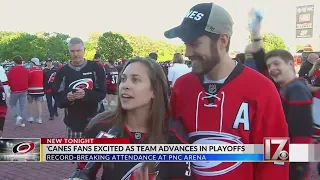 Record home crowd watches Hurricanes win series against Bruins in Game 7