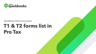 T1 and T2 forms list in Pro Tax