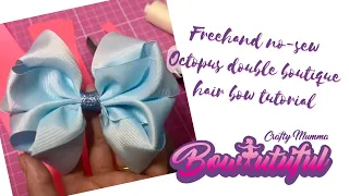 Freehand no sew octopus / double twisted boutique handmade hair bow tutorial • baby headband • laço