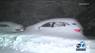 Cars covered in feet of snow in Lake Arrowhead amid rare blizzard warning