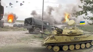 Today's news shocked the world! Ukrainian Shilka ZSU 23 anti aircraft destroys Russian SU 57