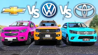 AMAROK V6 vs HILUX vs S10 - QUAL MELHOR? - GTA 5