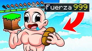 BEBE NOOB JUEGA MINECRAFT pero COMER = MÁS FUERZA 💪😱 SOY FUERTE MIENTRAS COMO