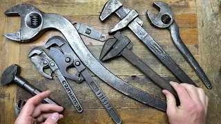 Extremely early and rare adjustable spanner haul early 1800s, blacksmith forged
