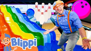 Bowling and Indoor Playgrounds with Blippi! | Fun Games with Friends | Educational Videos For Kids