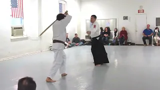 Aikido 4th degree black belt test(Yondon) -  Sword Vs Jo Staff 7 KenTaiJo